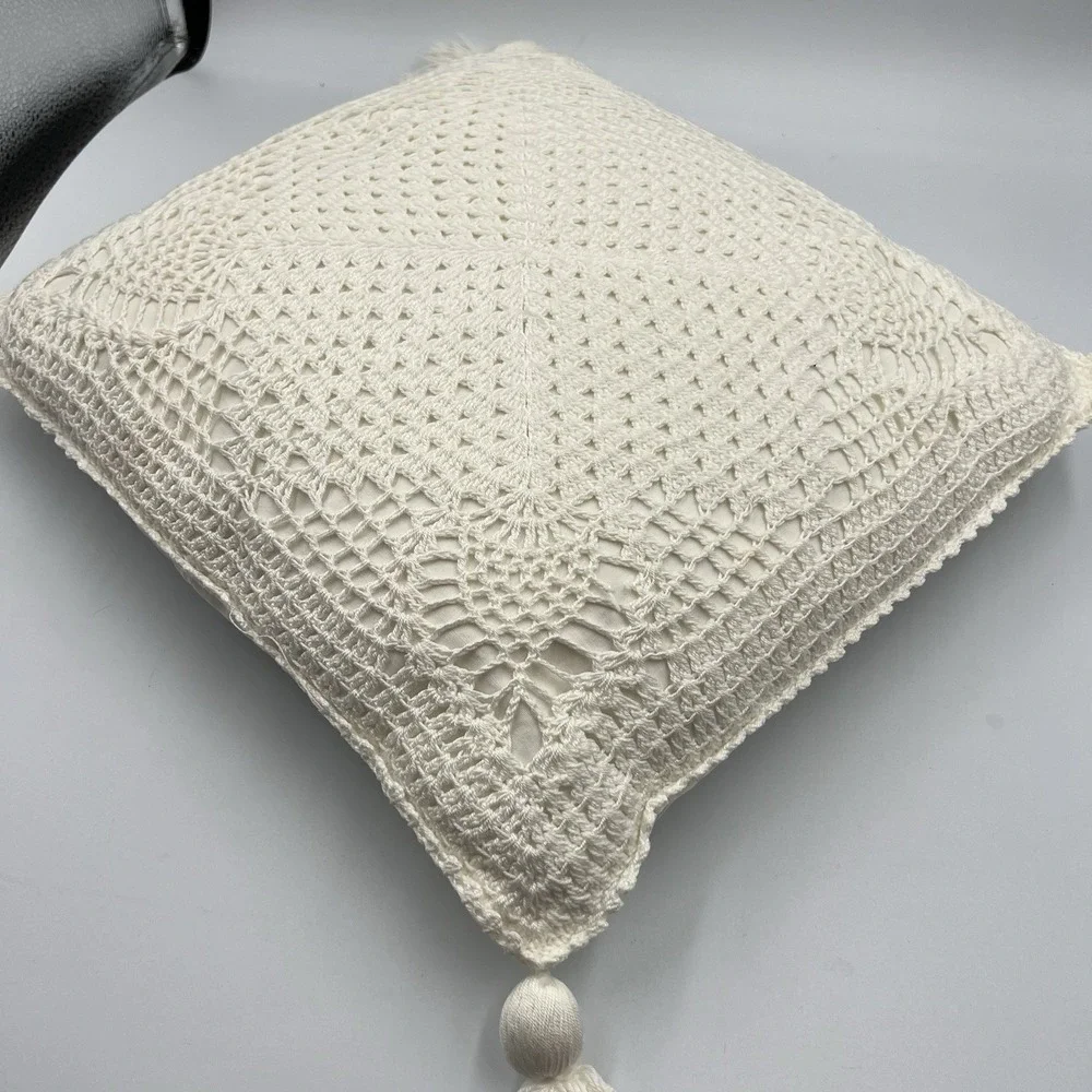✨Vintage‎ Crochet Lace Throw Accent Pillow Grannycore Cottagecore 12x12